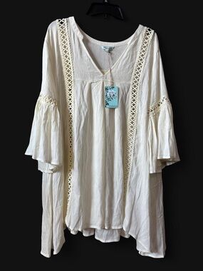 Nostalgia Ivory Crochet-Trim Boho Tunic